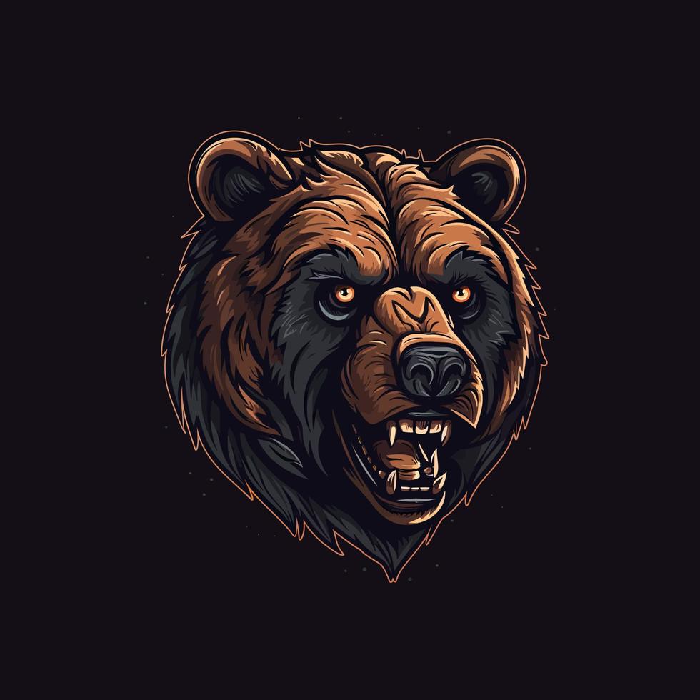 une logo de une en colère ours diriger, conçu dans esports illustration style vecteur