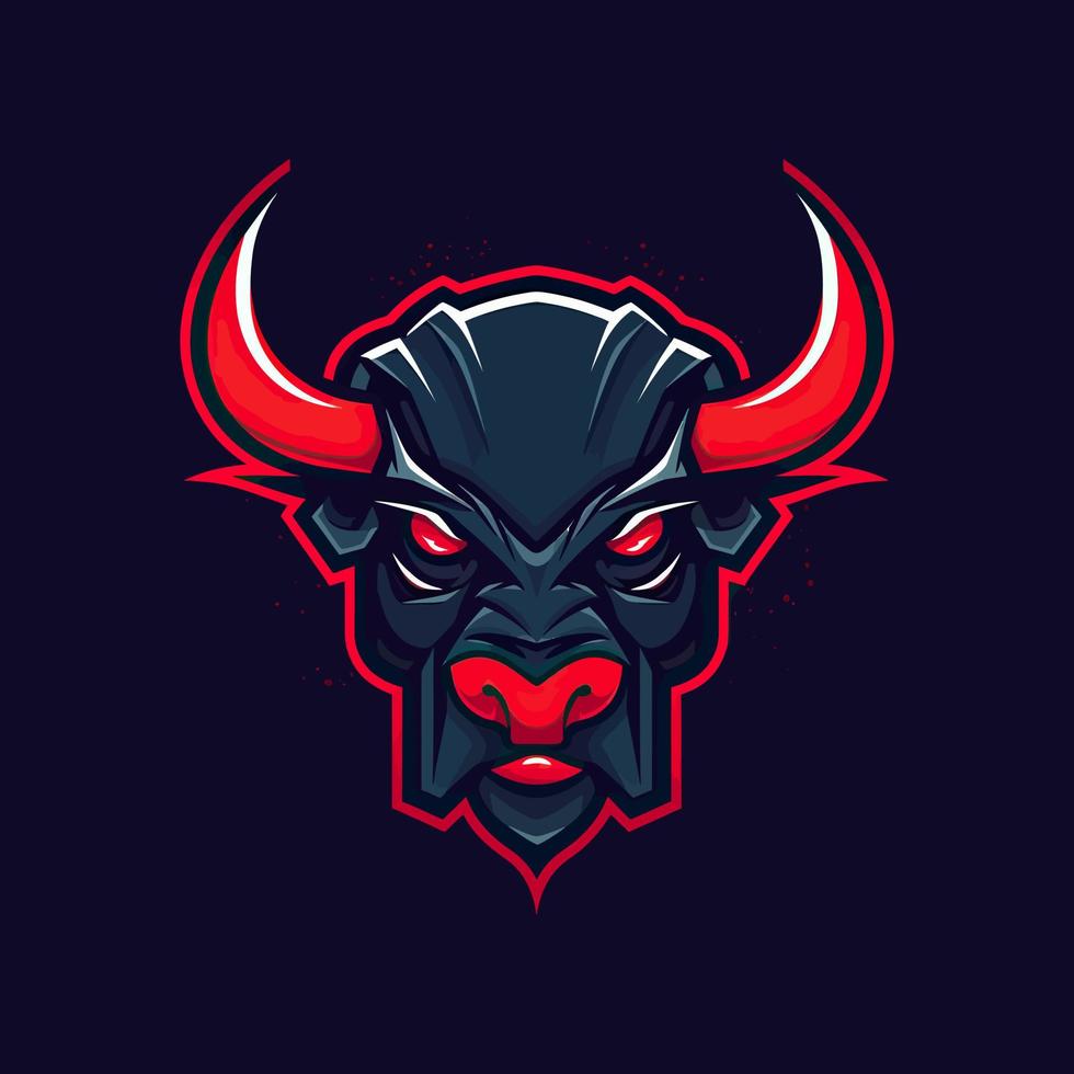 une logo de une en colère taureau diable diriger, conçu dans esports illustration style vecteur