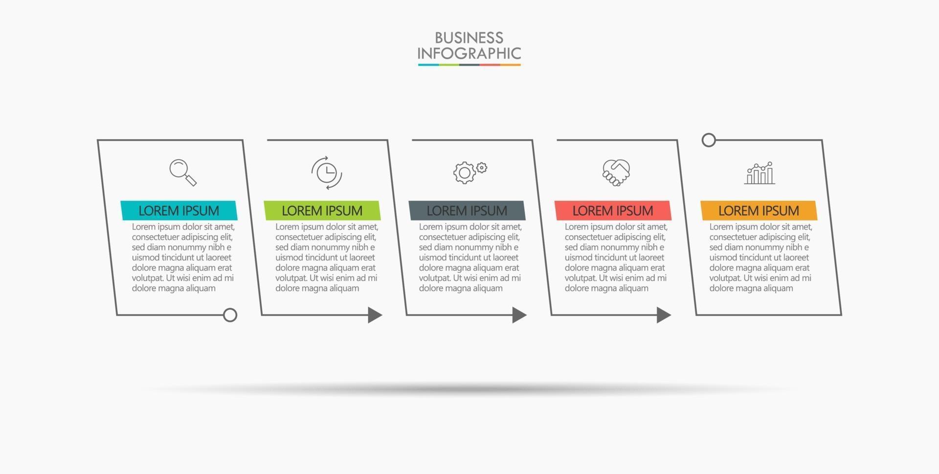 modèle de flèche infographique fine ligne avec 5 options vecteur