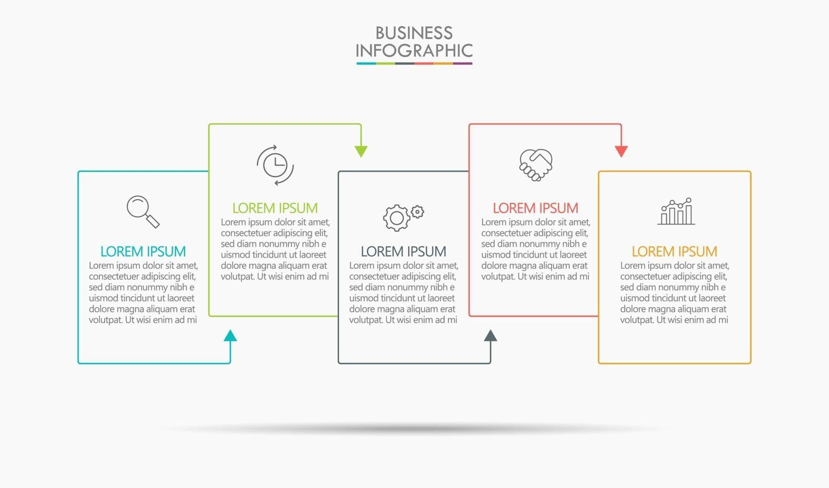 modèle de flèche infographique fine ligne avec 5 options vecteur