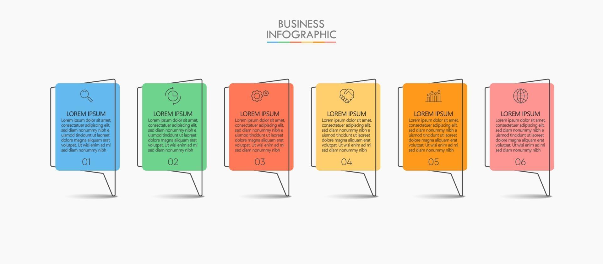 modèle moderne infographie fine ligne avec 6 options vecteur