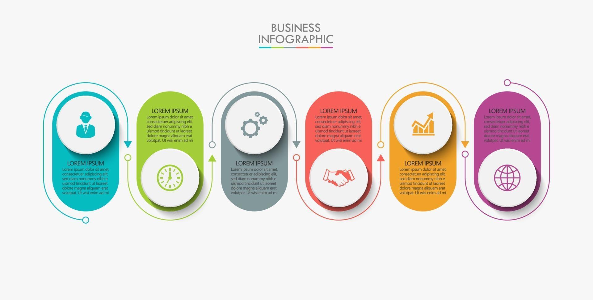 modèle de conception infographique fine ligne avec 6 options vecteur