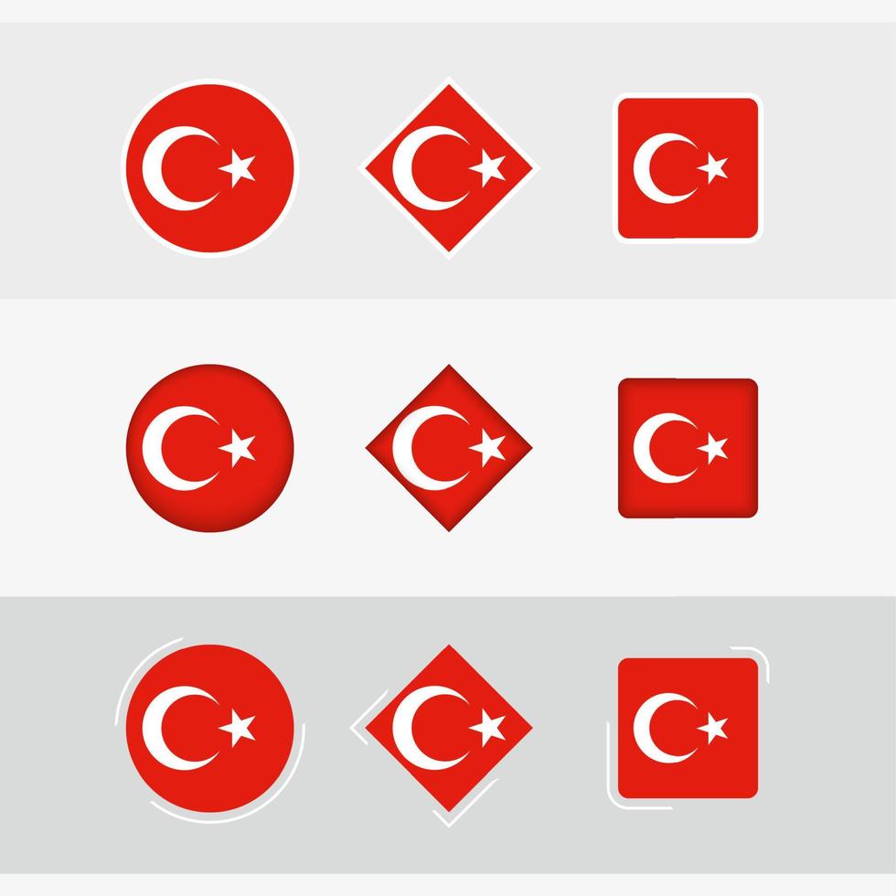 dinde drapeau Icônes ensemble, vecteur drapeau de Turquie.