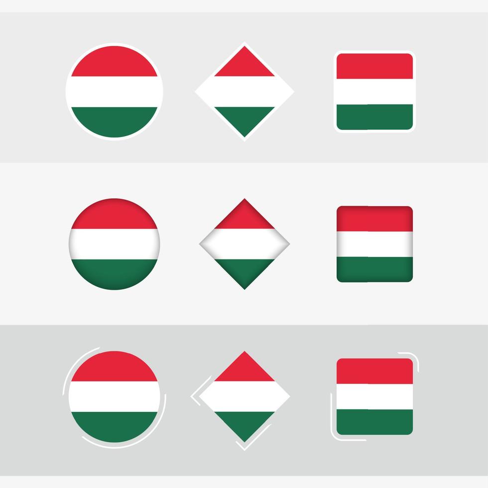 Hongrie drapeau Icônes ensemble, vecteur drapeau de Hongrie.