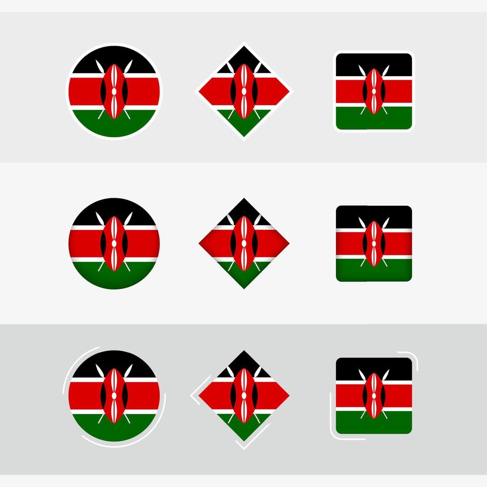 Kenya drapeau Icônes ensemble, vecteur drapeau de Kenya.