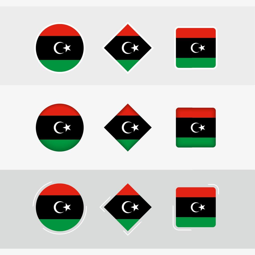 Libye drapeau Icônes ensemble, vecteur drapeau de Libye.