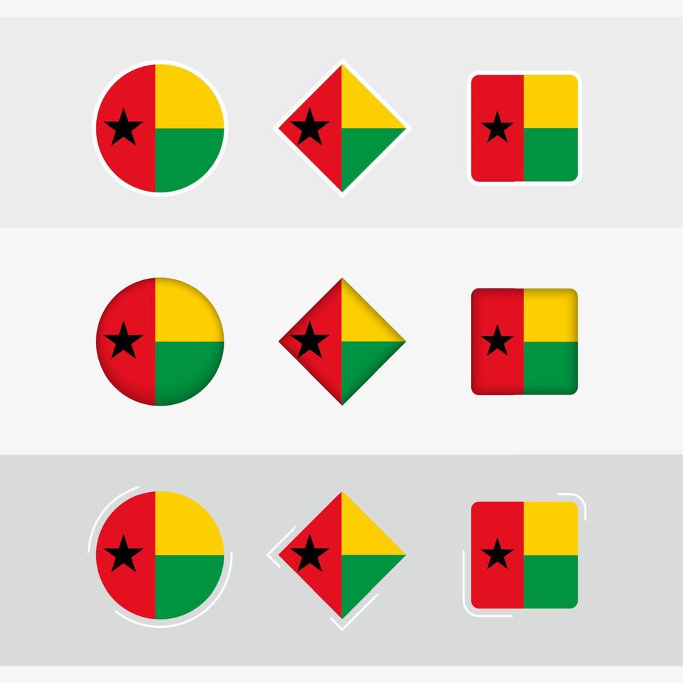 guinée-bissau drapeau Icônes ensemble, vecteur drapeau de guinée-bissau.