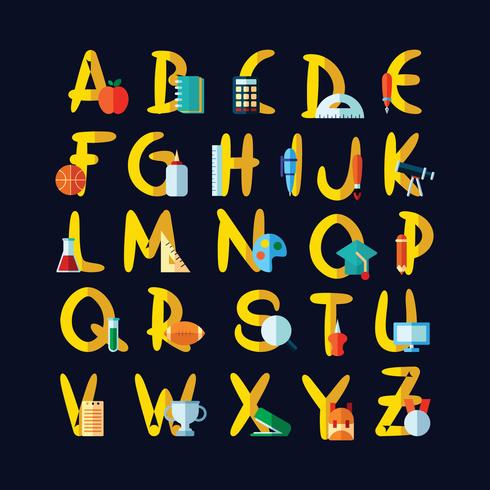 Alphabet sur le thème de l'école vecteur