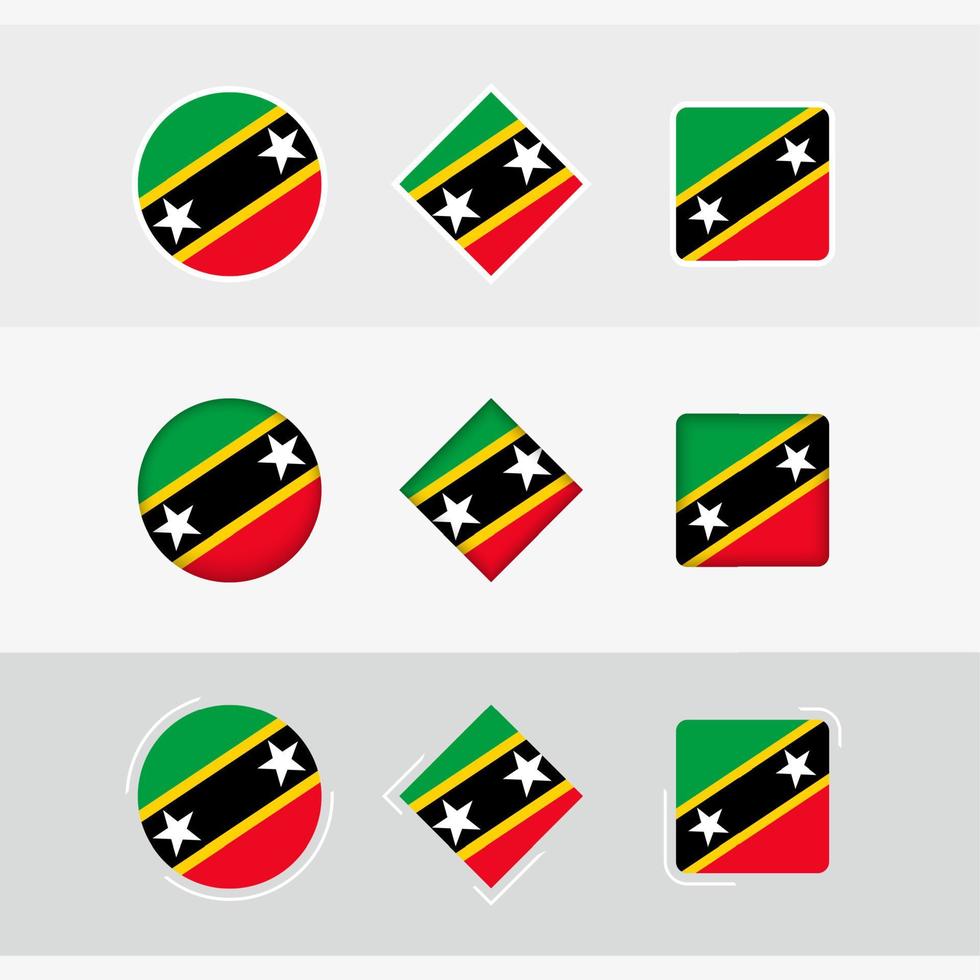 Saint kitts et nevis drapeau Icônes ensemble, vecteur drapeau de Saint kitts et névis.