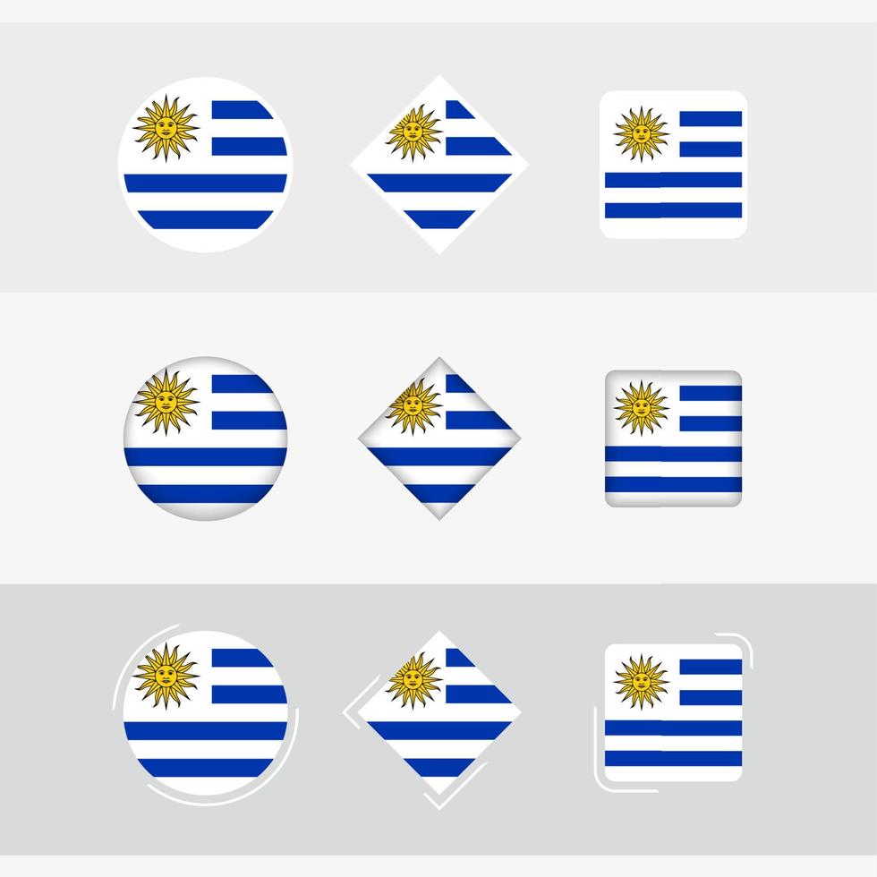 Uruguay drapeau Icônes ensemble, vecteur drapeau de Uruguay.