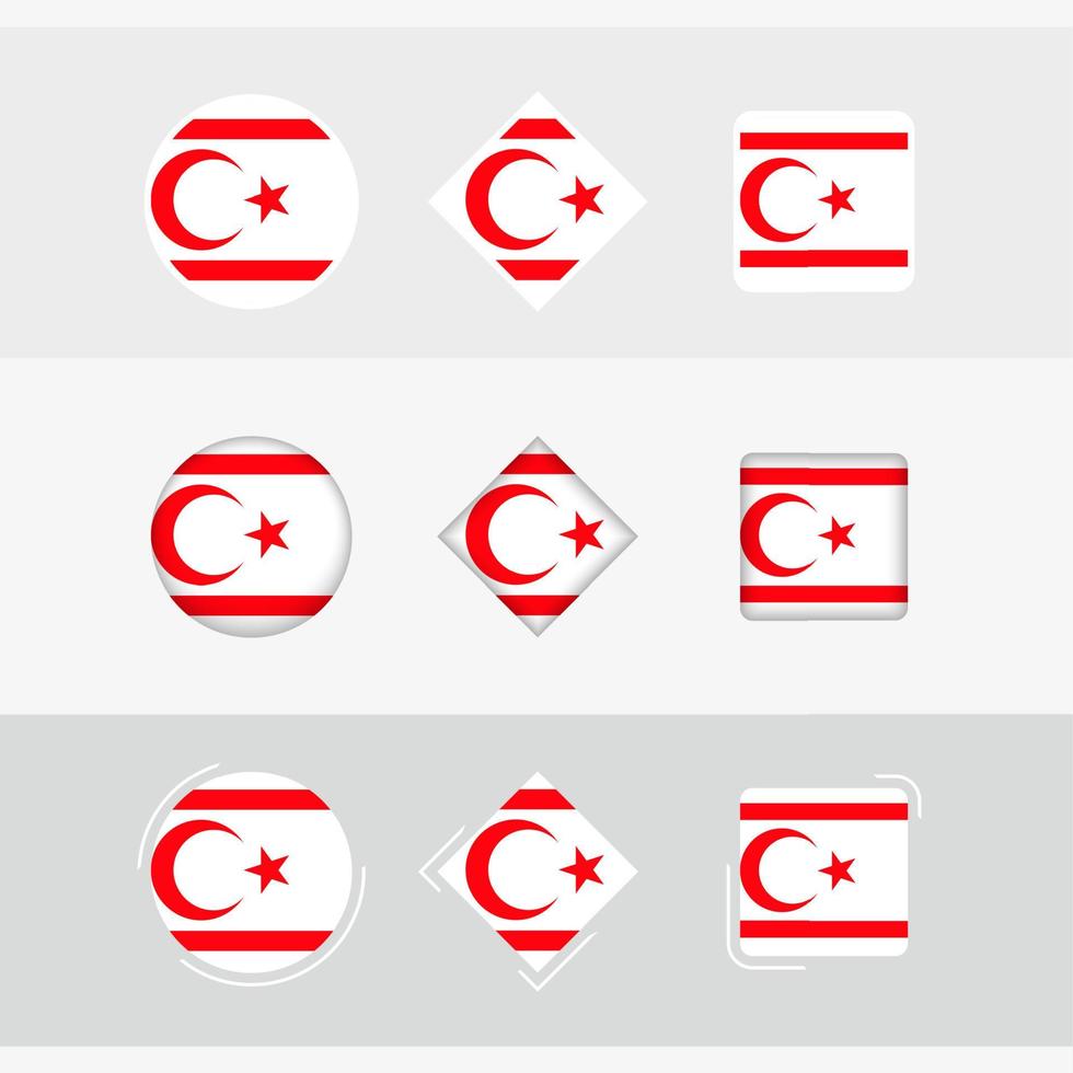 nord Chypre drapeau Icônes ensemble, vecteur drapeau de nord Chypre.