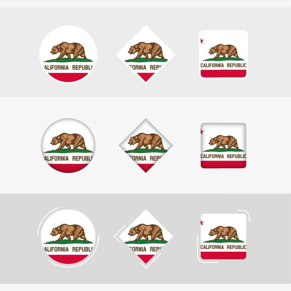 Californie drapeau Icônes ensemble, vecteur drapeau de Californie.