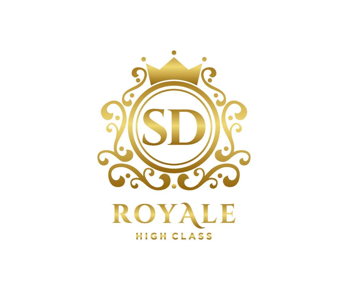 d'or lettre Dakota du Sud modèle logo luxe or lettre avec couronne. monogramme alphabet . magnifique Royal initiales lettre. vecteur