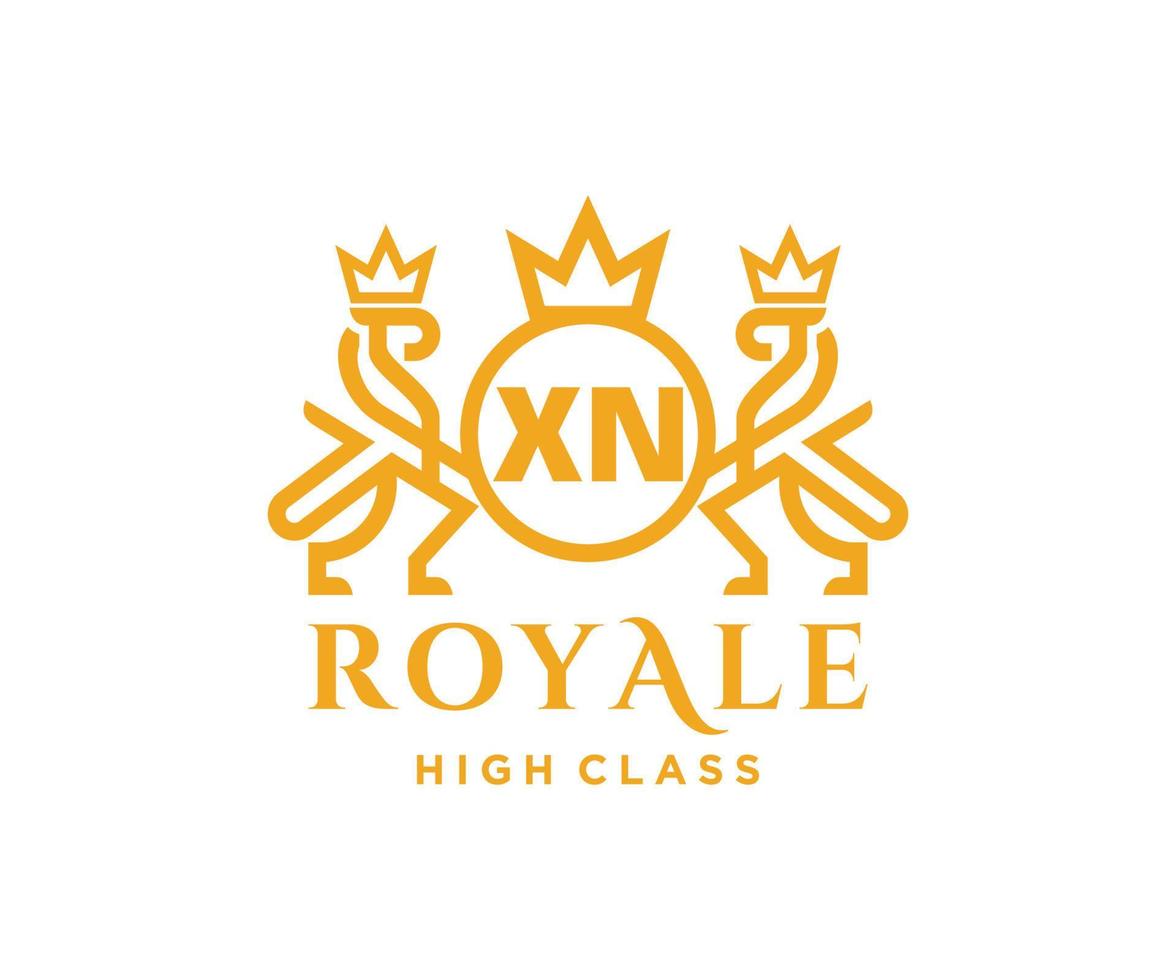 d'or lettre xn modèle logo luxe or lettre avec couronne. monogramme alphabet . magnifique Royal initiales lettre. vecteur