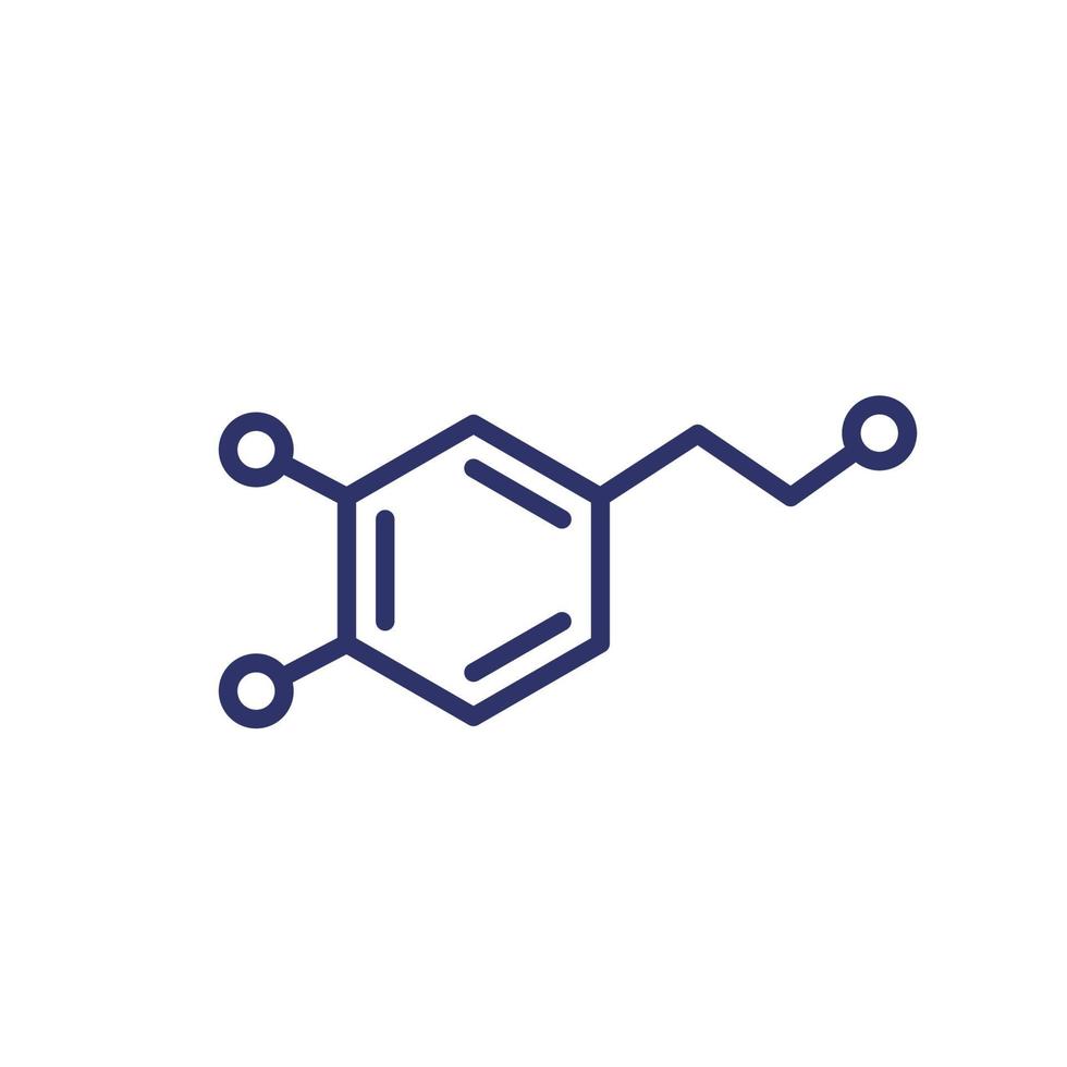 molécule de dopamine, icône de vecteur de ligne