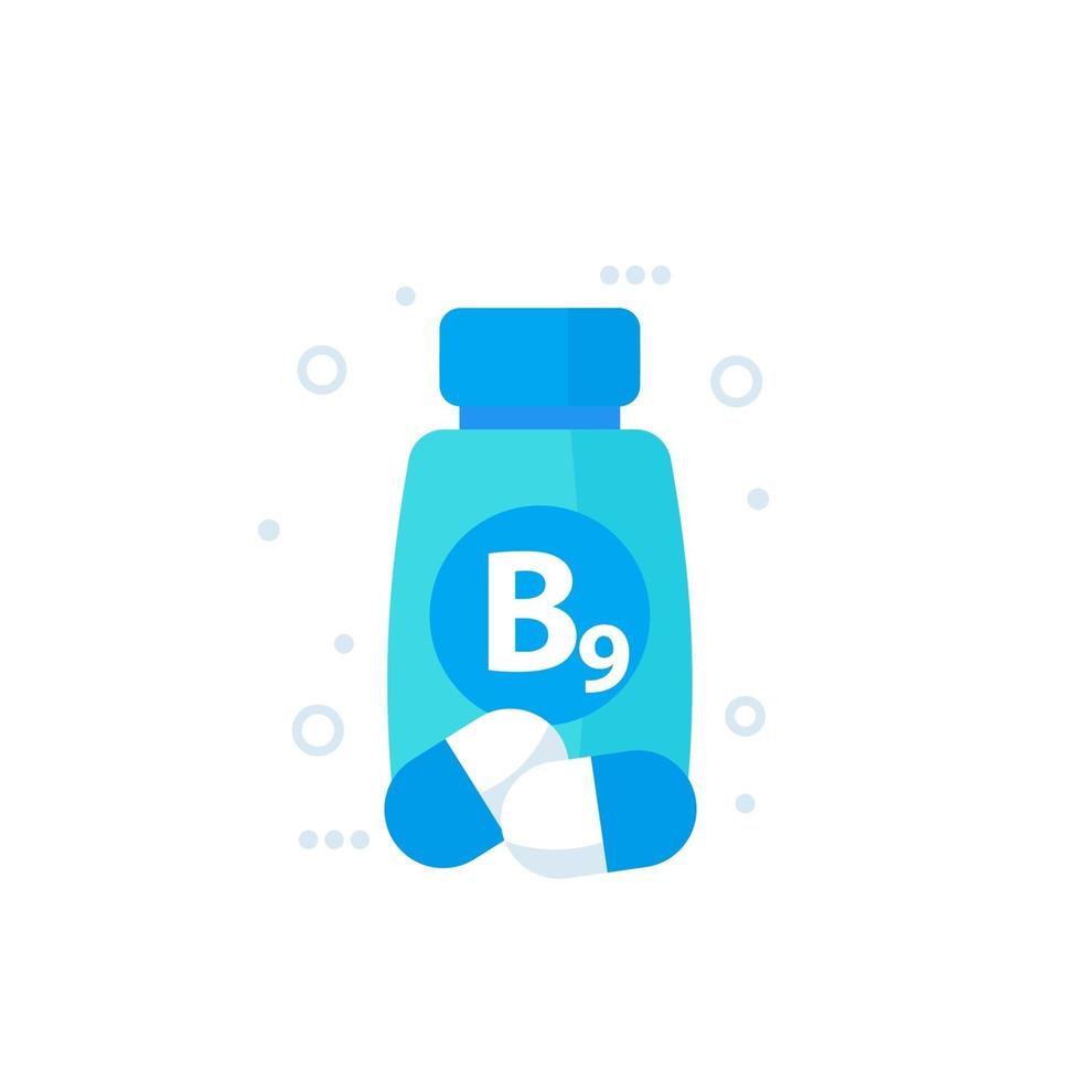 vitamine b9, icône de supplément de folate vecteur
