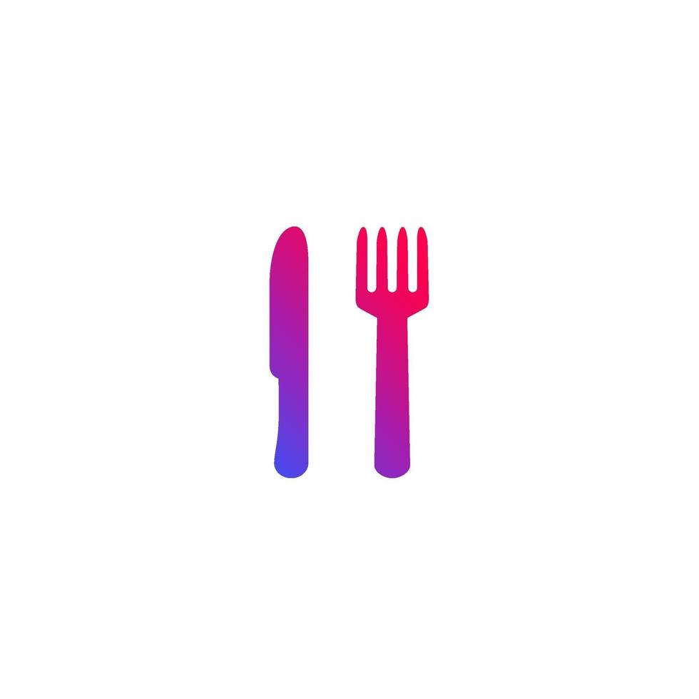icône de la nourriture avec couteau et fourchette vecteur