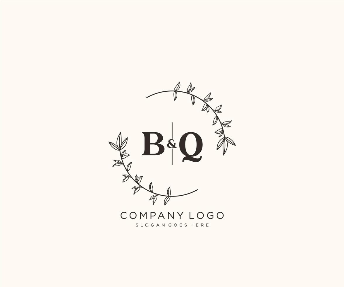 initiale bq des lettres magnifique floral féminin modifiable premade monoline logo adapté pour spa salon peau cheveux beauté boutique et cosmétique entreprise. vecteur