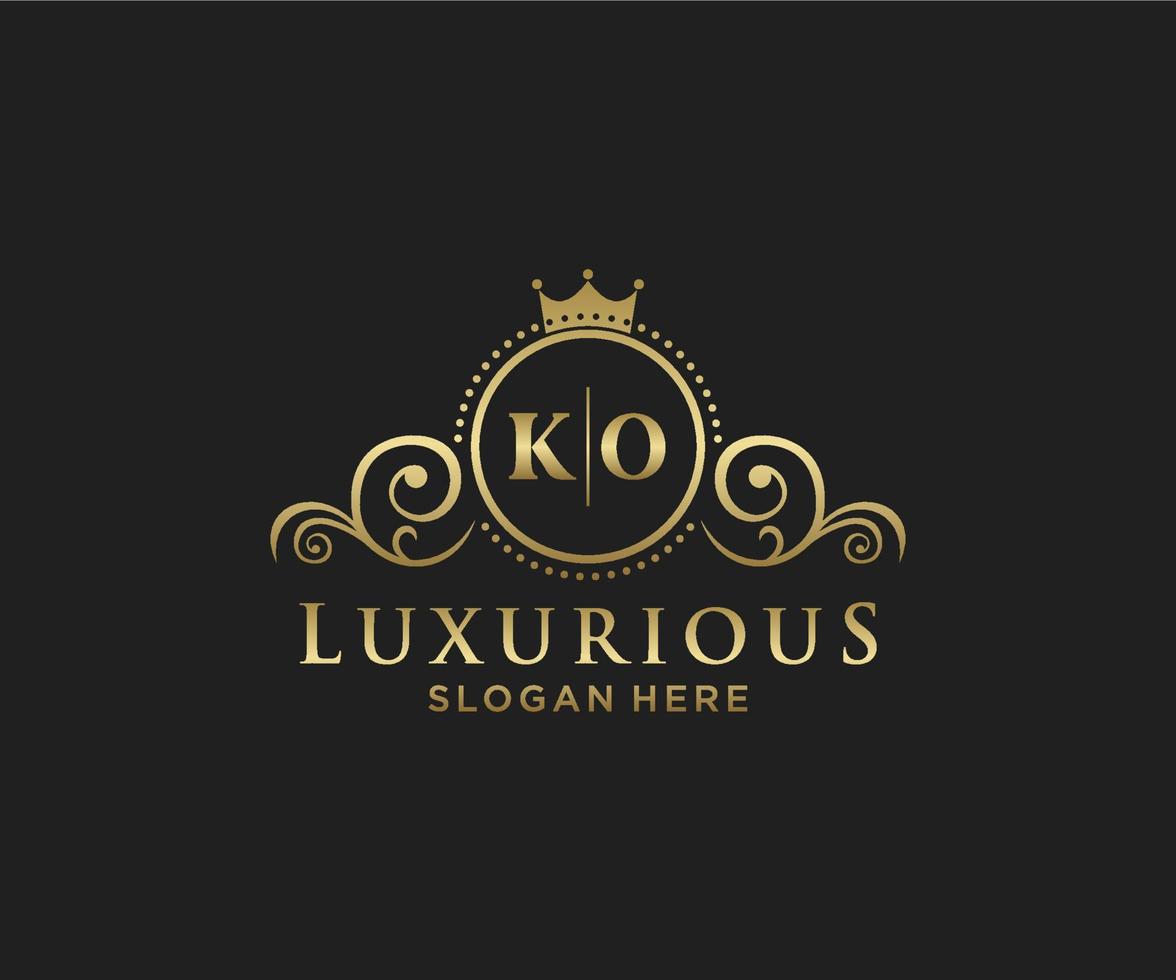 modèle initial de logo de luxe royal de lettre ko dans l'art vectoriel pour le restaurant, la royauté, la boutique, le café, l'hôtel, l'héraldique, les bijoux, la mode et d'autres illustrations vectorielles.