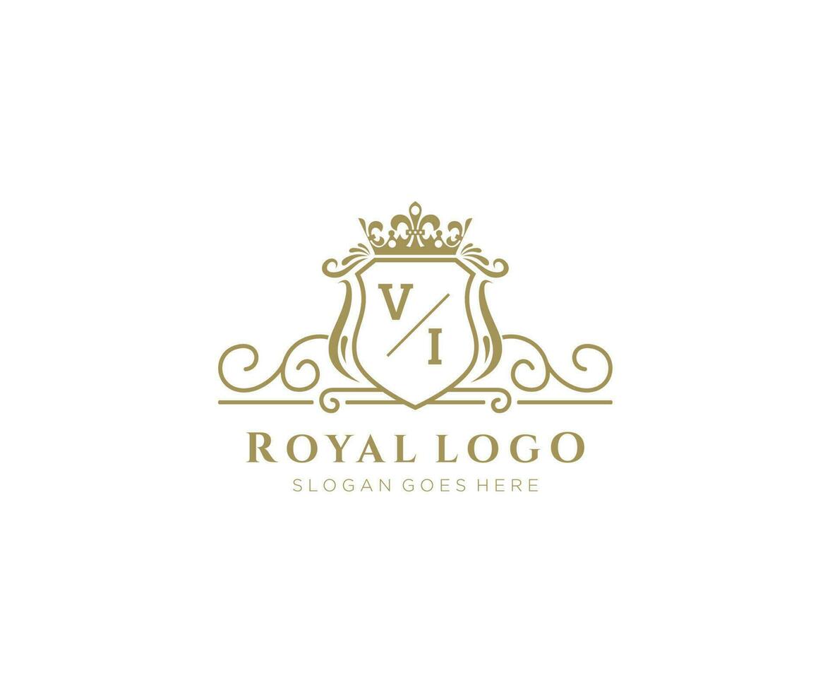 initiale vi lettre luxueux marque logo modèle, pour restaurant, royalties, boutique, café, hôtel, héraldique, bijoux, mode et autre vecteur illustration.
