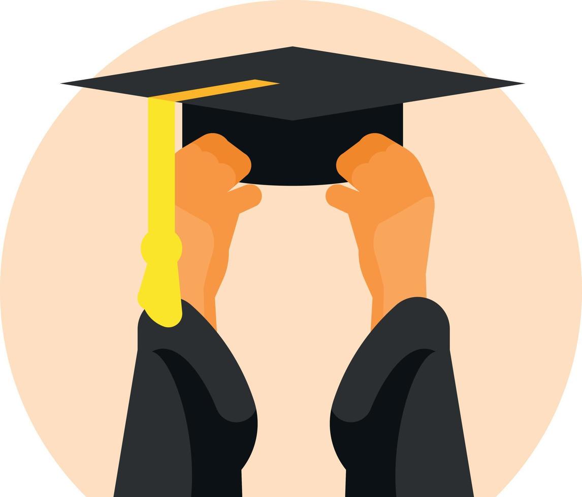l'obtention du diplôme casquette dans étudiants mains vecteur