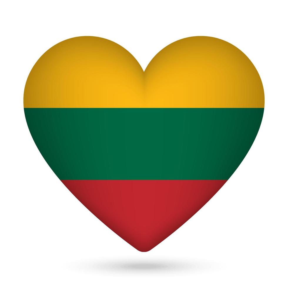 Lituanie drapeau dans cœur forme. vecteur illustration.