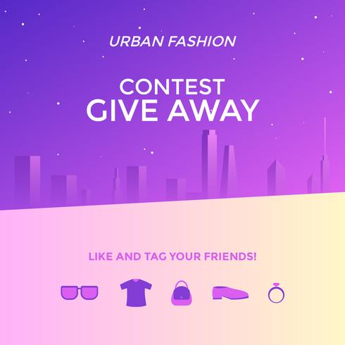 Mode urbaine Instagram Give Away Contest Template vecteur