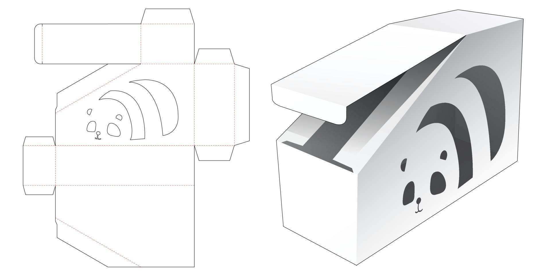 boîte chanfreinée avec une fenêtre en forme de dessin animé panada vecteur