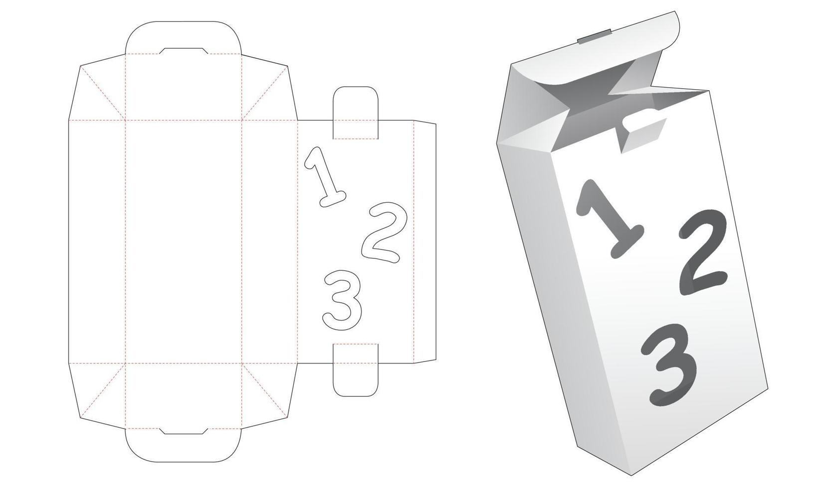 boîte pliante avec gabarit de découpe au pochoir mot numéro vecteur