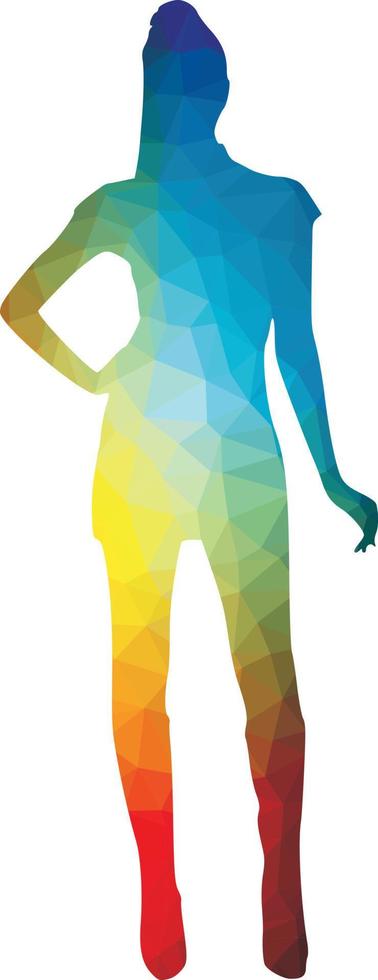 coloré silhouette de une femme permanent vecteur