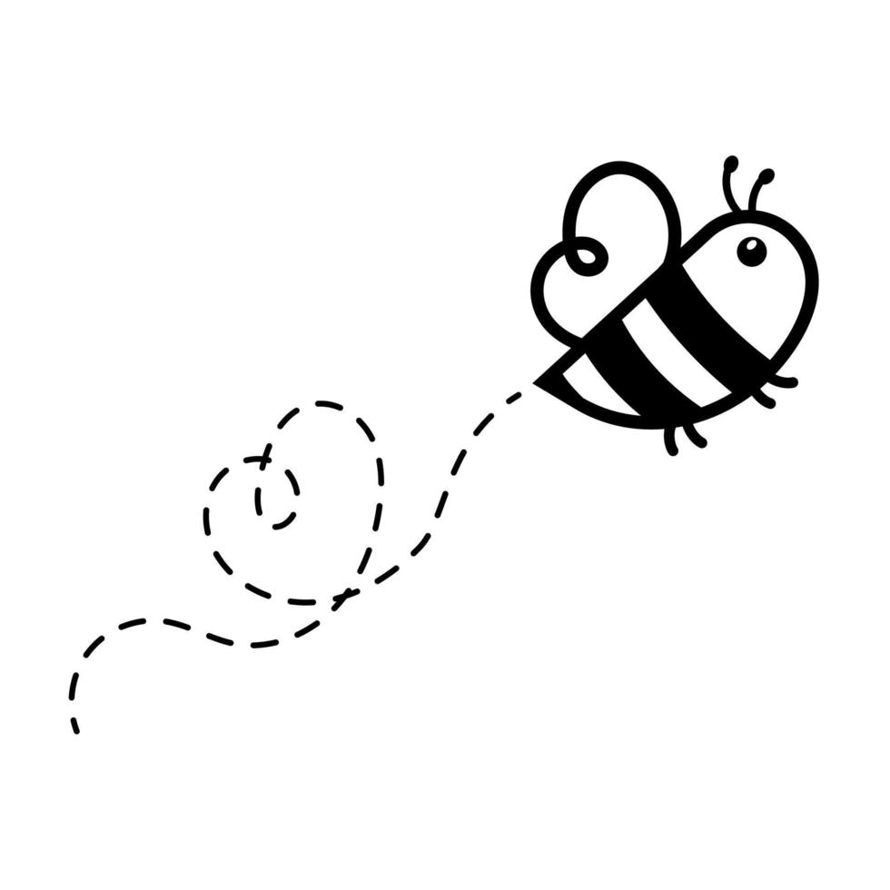 dessin animé mignonne peu abeille en volant sur le à pois ligne à trouver sucré mon chéri vecteur