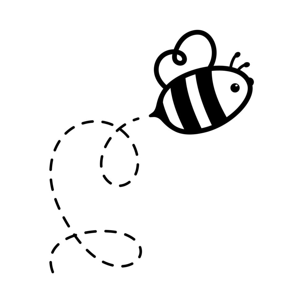 dessin animé mignonne peu abeille en volant sur le à pois ligne à trouver sucré mon chéri vecteur