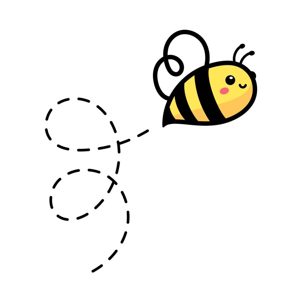 dessin animé mignonne peu abeille en volant sur le à pois ligne à trouver sucré mon chéri vecteur
