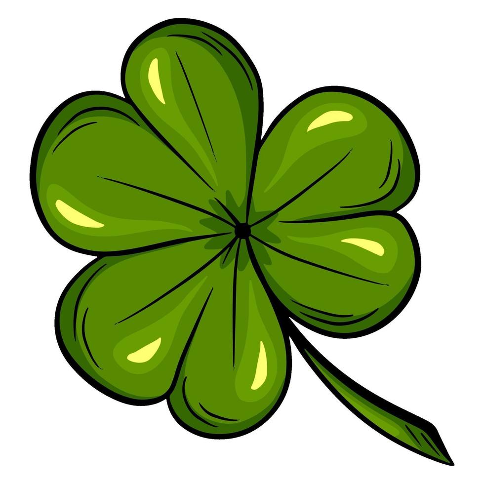 Trèfle à trois feuilles. bonne chance trèfle - style de bande dessinée de la Saint-Patrick. vecteur