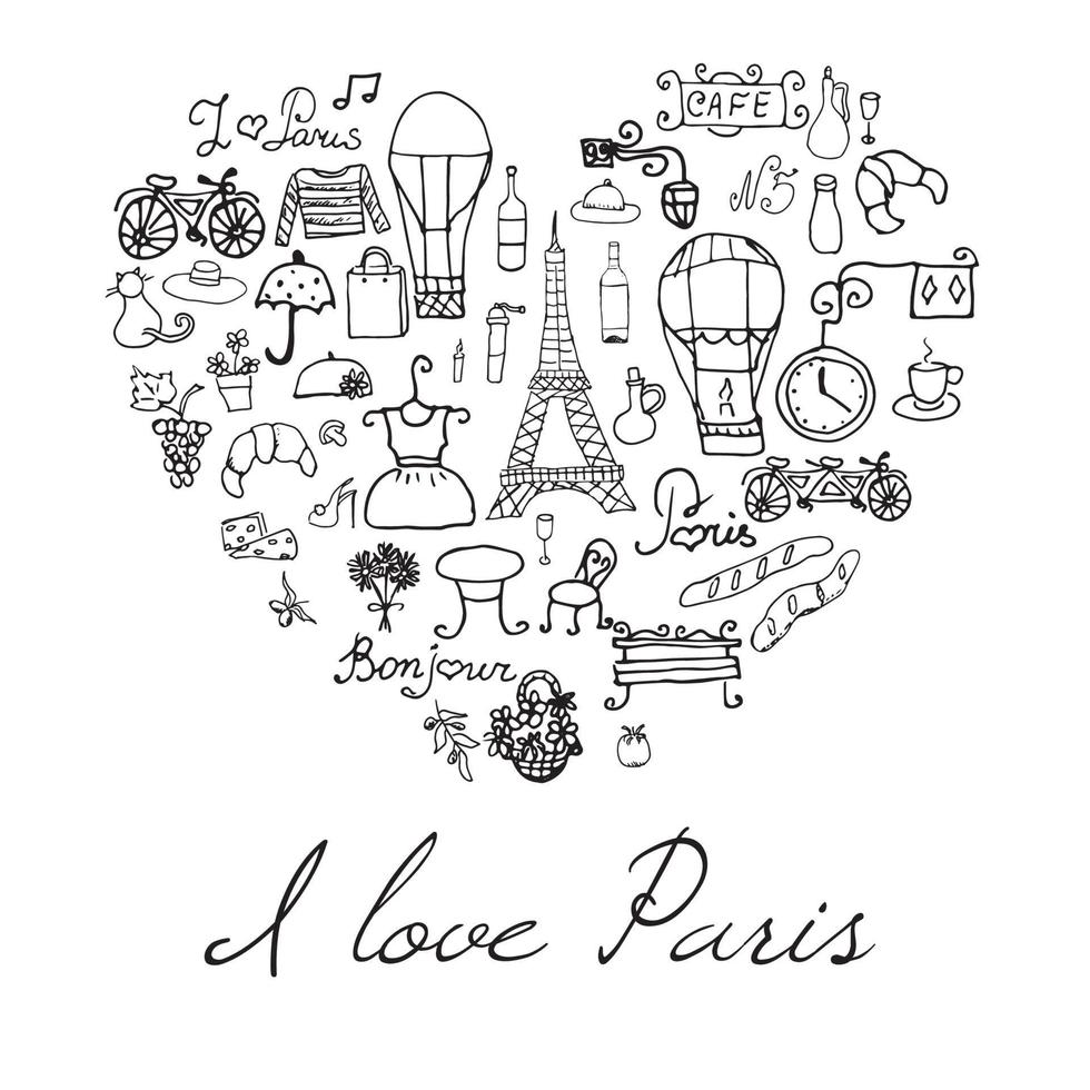 Paris amour coeur vecteur