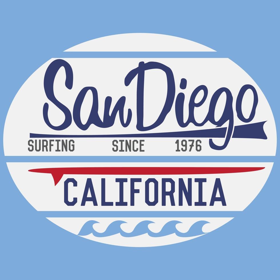 Conception d'impression de t-shirt, typographie graphiques été vector illustration insigne applique étiquette californie san diego