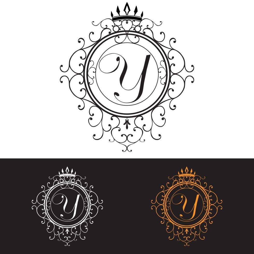 lettre y. modèle de logo de luxe s & # 39; épanouit lignes d & # 39; ornement élégantes calligraphiques, illustration vectorielle vecteur