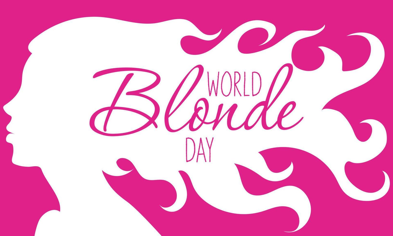 monde blond journée. le silhouette de une magnifique femme avec cheveux écoulement dans le vent. modèle pour cartes postales, salutations, dépliants, bannières pour beauté les salons, salon de coiffure. Barbie Couleur avec blanc contour vecteur