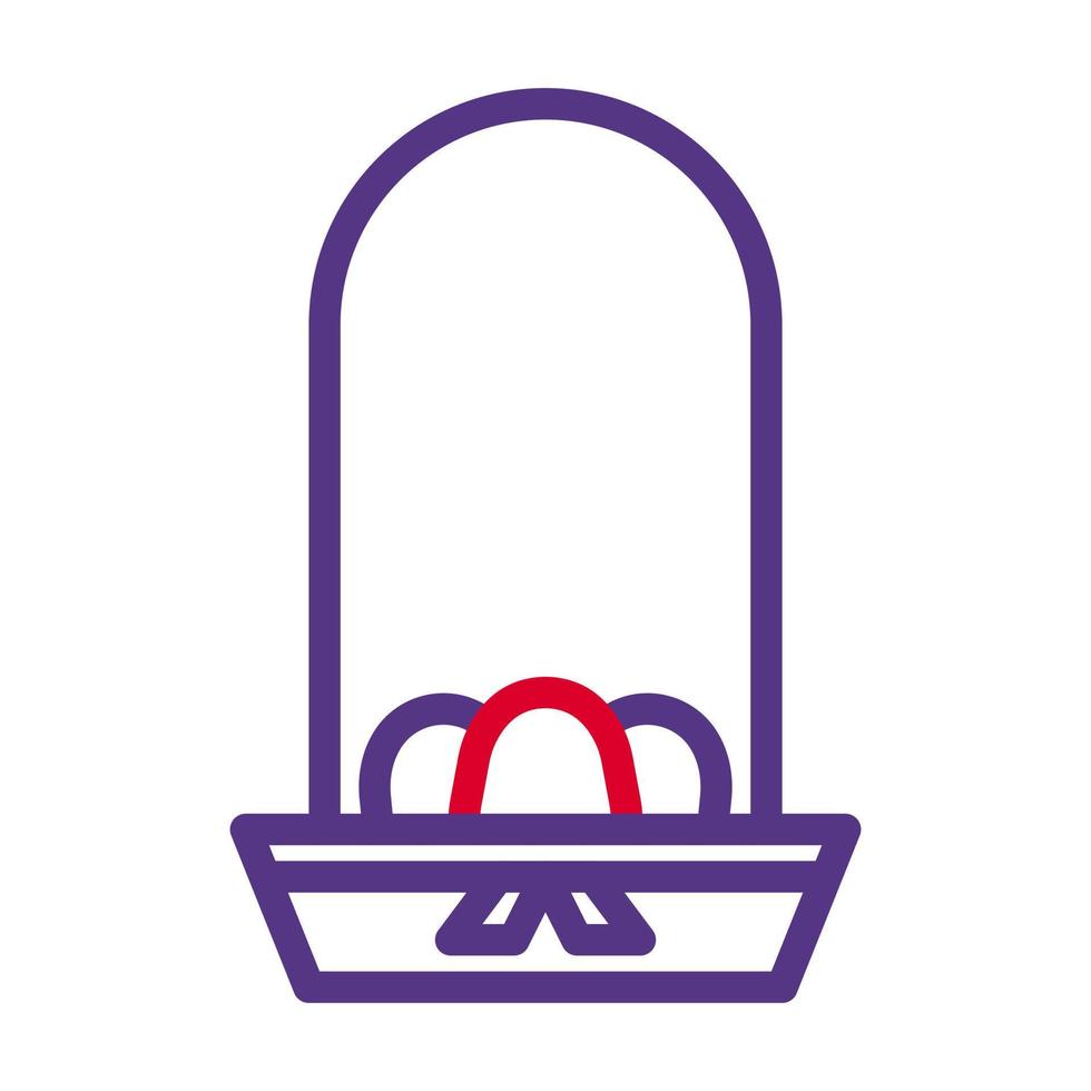 panier Oeuf icône bicolore rouge violet Couleur Pâques symbole illustration. vecteur