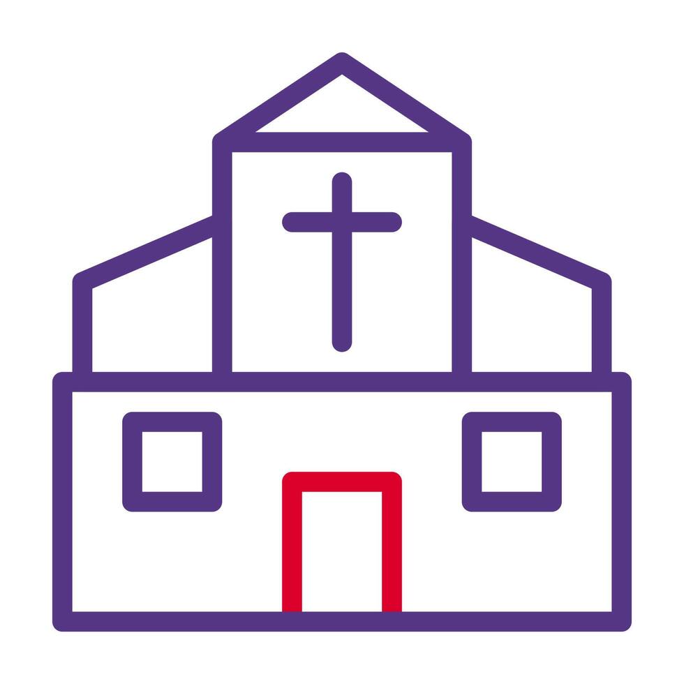 cathédrale icône bicolore rouge violet Couleur Pâques symbole illustration. vecteur