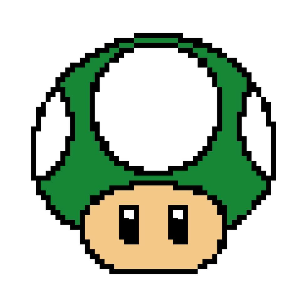 vert champignon de super mario pixel art vecteur illustration.