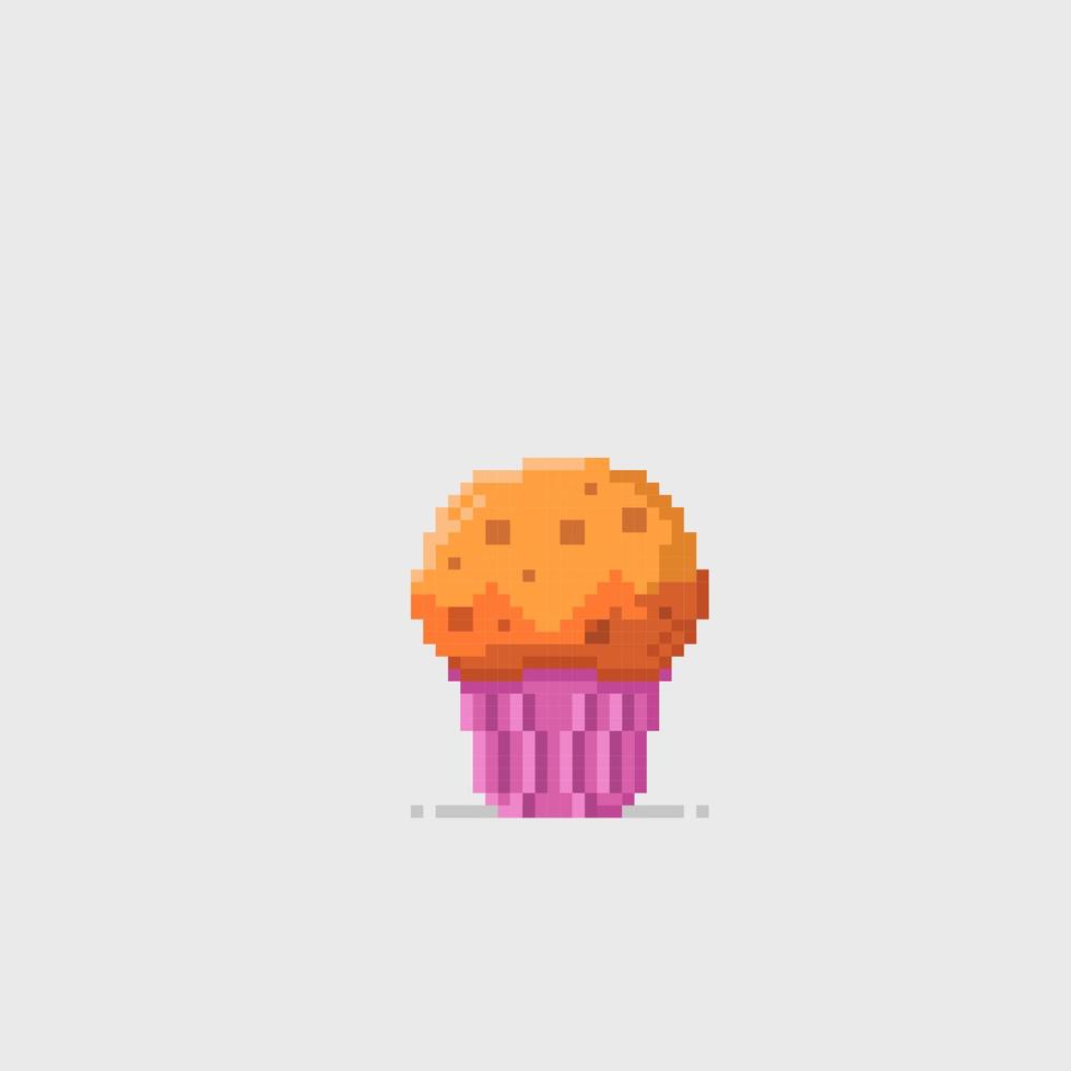 petit gâteau nourriture dans pixel art style vecteur