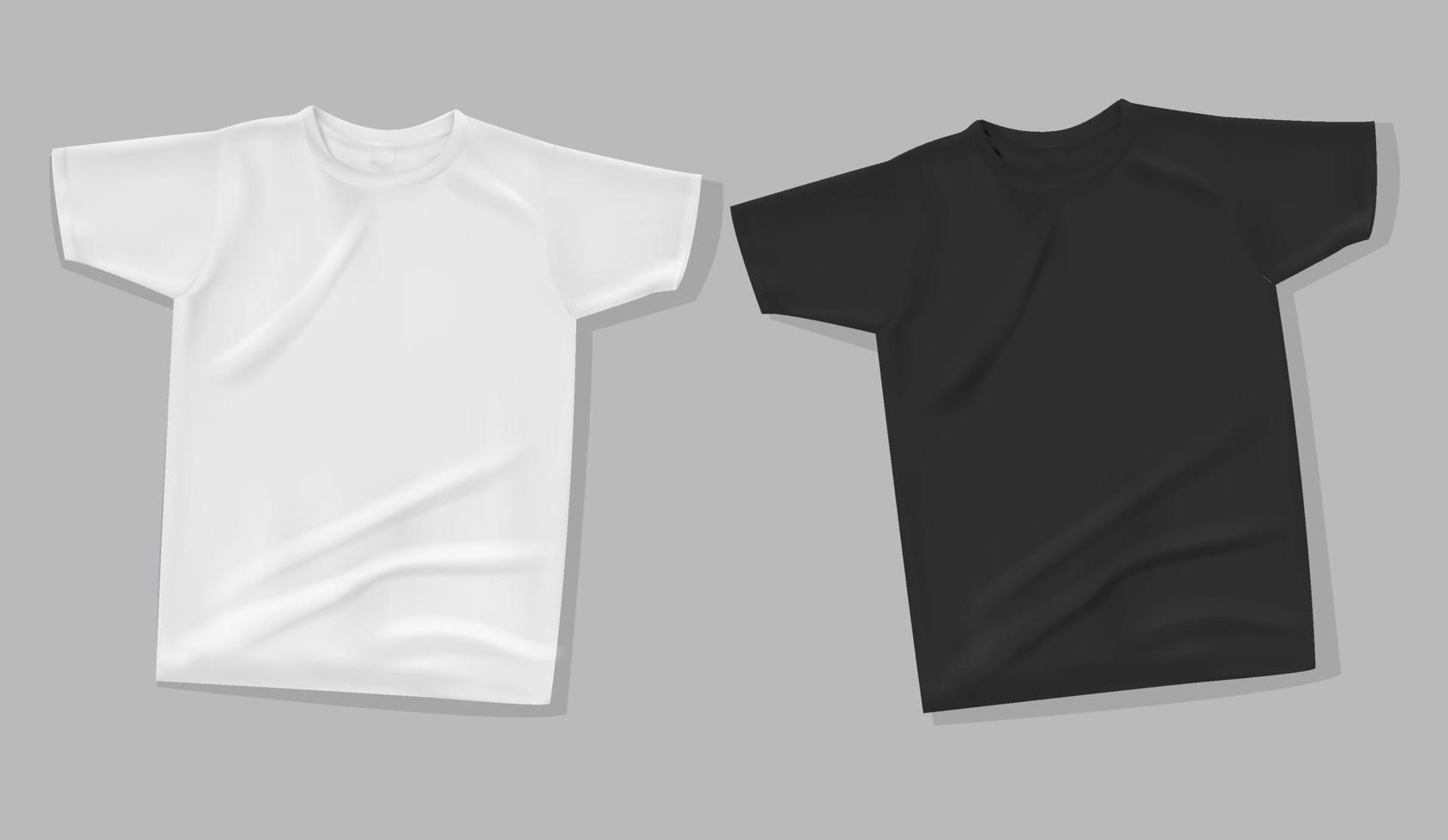 chemise maquette sur fond gris. modèle de t-shirt. version blanche et noire, design avant. vecteur