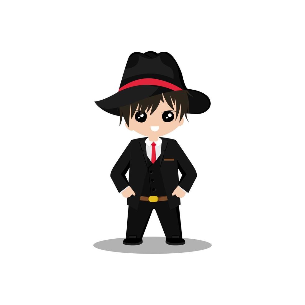 illustration de conception de vecteur de mascotte de personnage de dessin animé mignon mafia