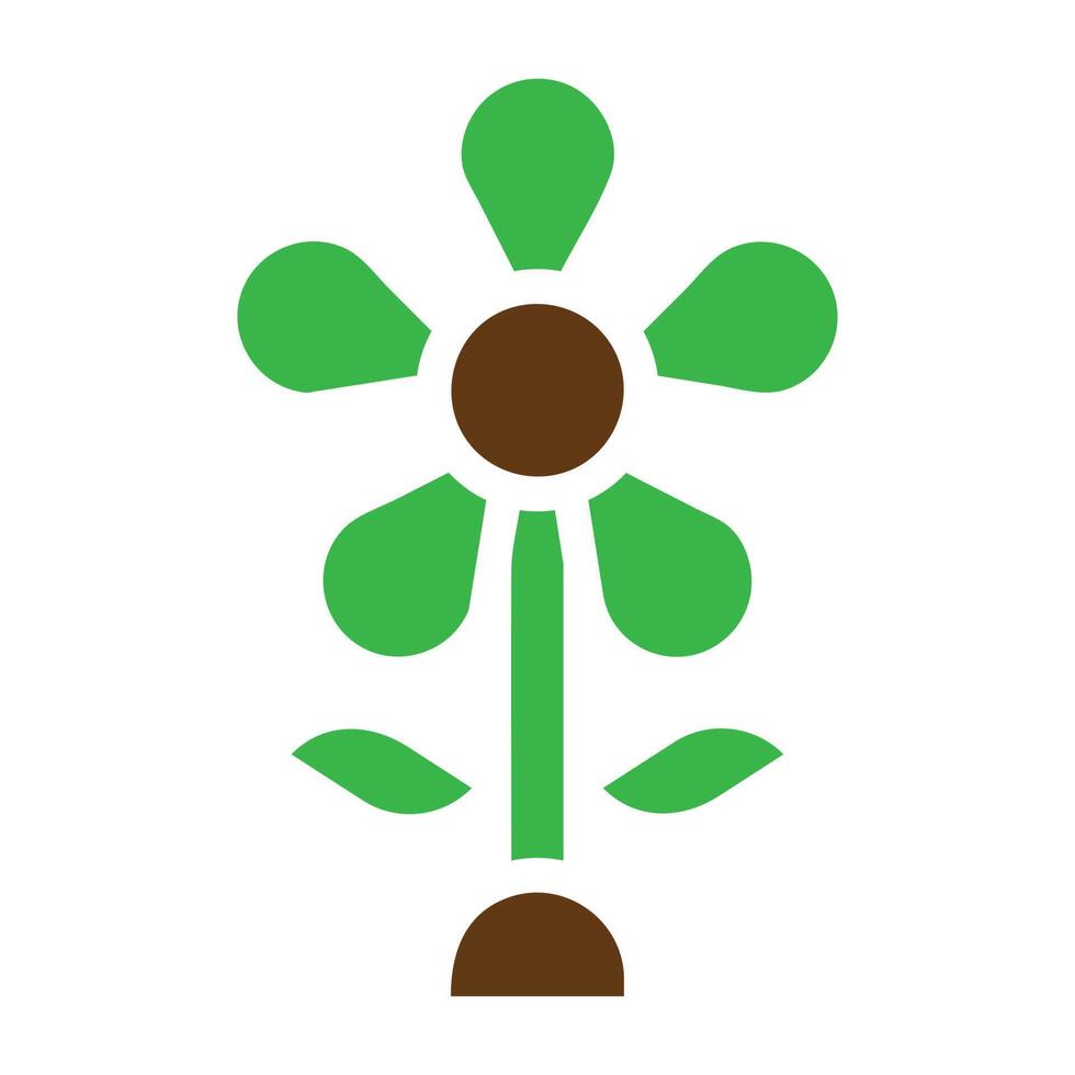 fleur icône solide vert marron Couleur Pâques symbole illustration. vecteur