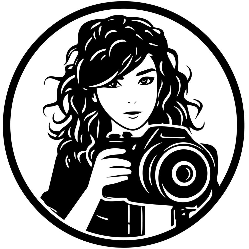 logo femme en portant une photo caméra vecteur