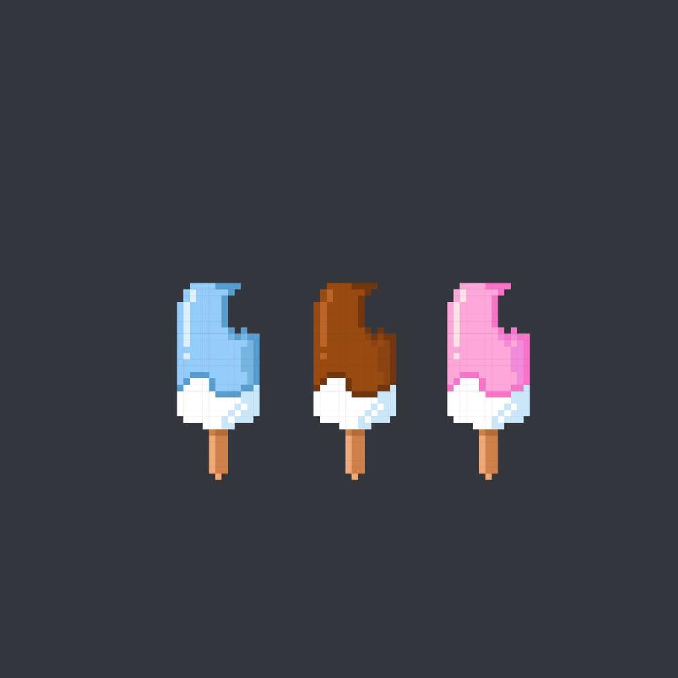 la glace crème avec différent saveur dans pixel art style vecteur