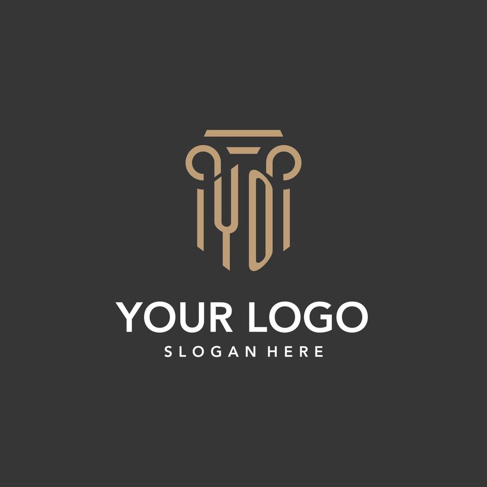 yo logo monogramme avec pilier style conception vecteur
