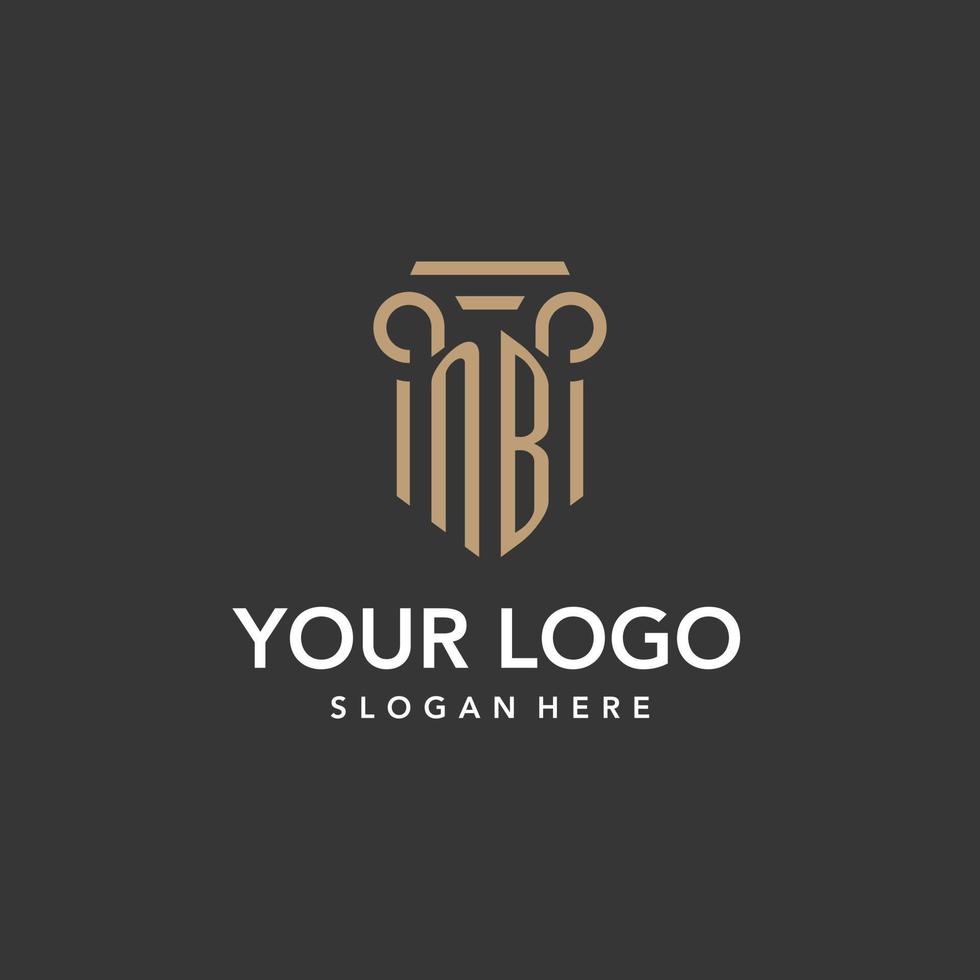 nb logo monogramme avec pilier style conception vecteur