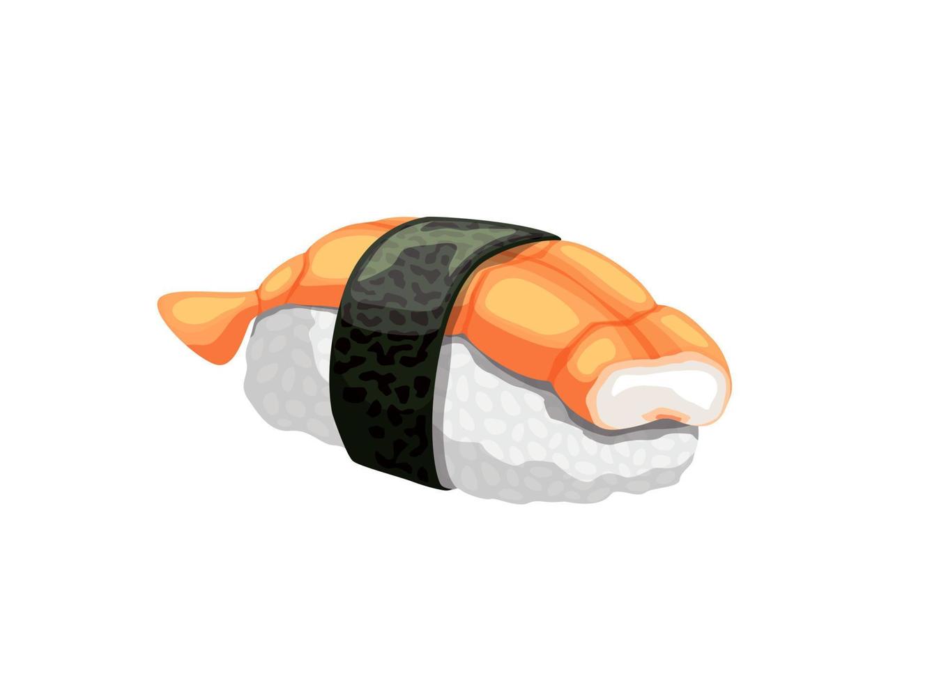 dessin animé crevette Sushi, Japonais Fruit de mer Nigiri vecteur